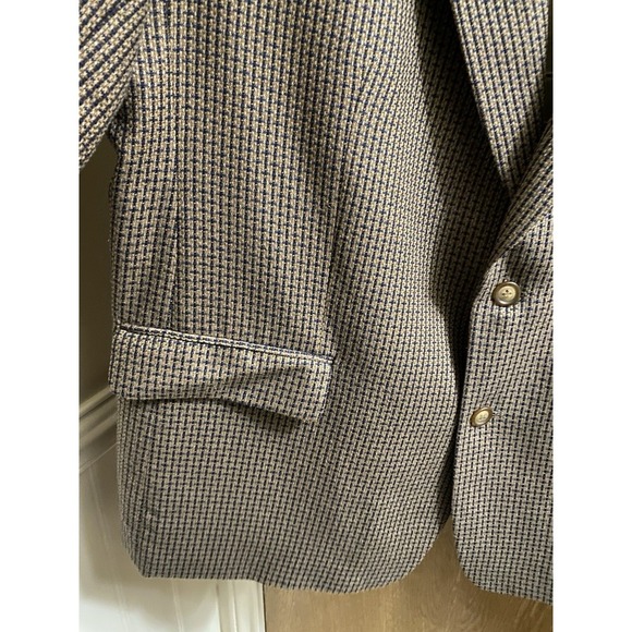 Vintage Carlo Mandrone Mens Suit Jacket Silk Wool Pockets Tweed Style Brown 50R - Picture 15 of 15